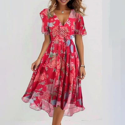 Lin | Stilvolles Midikleid mit Blumenmuster