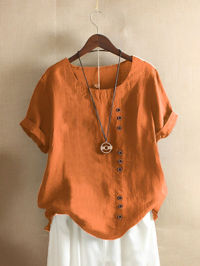 soft-touch-stoff Loose Kurzärmeliges natürliche Textur-Top
