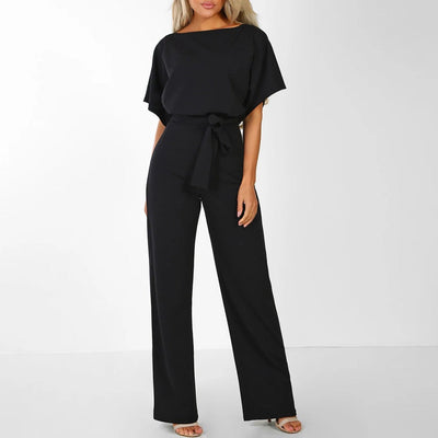 Weit geschnittener Jumpsuit für Damen | Kurzärmelig, elegant