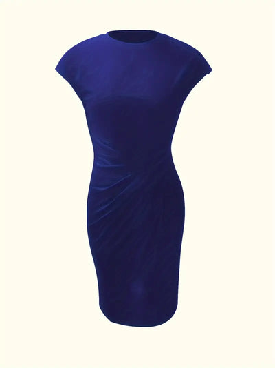 Elizabeth - Einfarbiges Kleid mit Rundhalsausschnitt