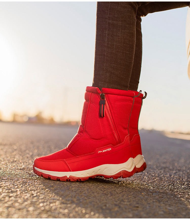 Damen-Winterstiefel mit seitlichem Reißverschluss – wasserdichte, rutschfeste, strapazierfähige Schneestiefel mit warmem Futter