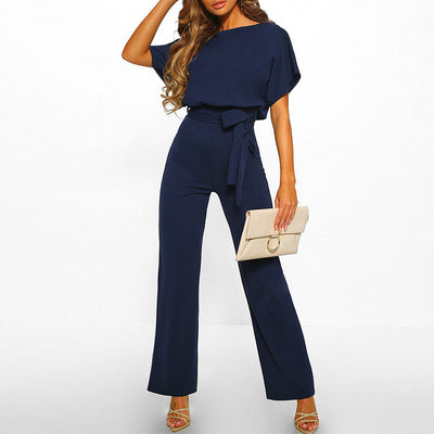 Weit geschnittener Jumpsuit für Damen | Kurzärmelig, elegant
