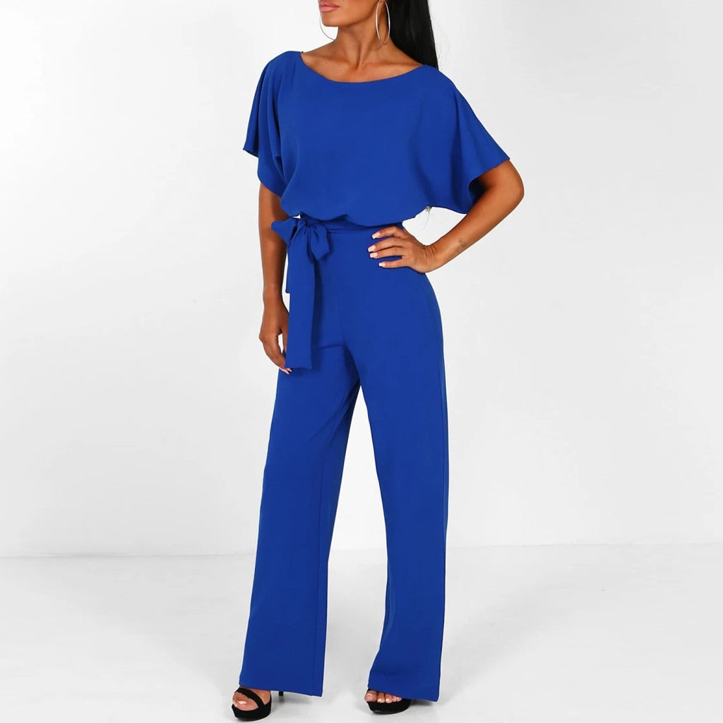 Weit geschnittener Jumpsuit für Damen | Kurzärmelig, elegant