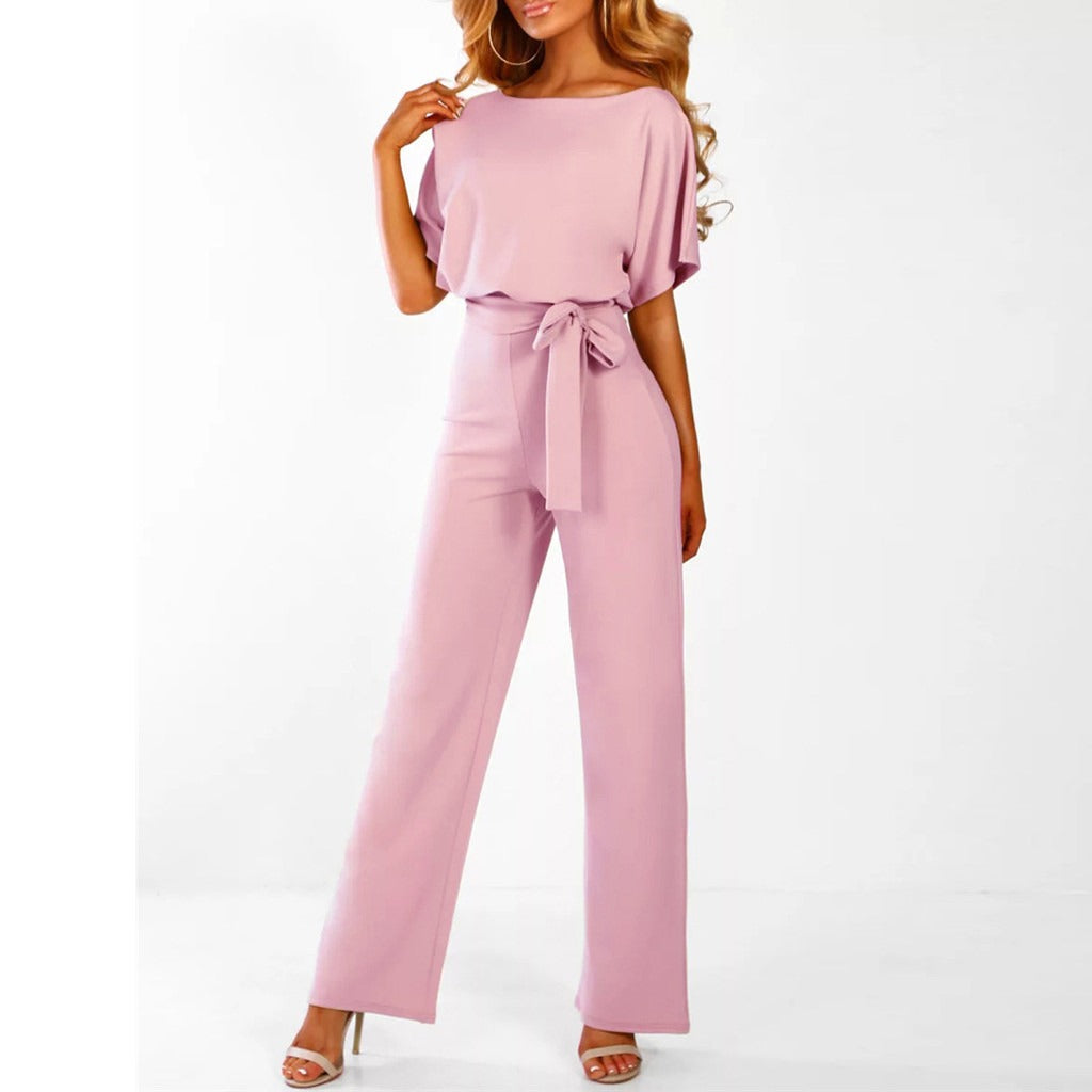 Weit geschnittener Jumpsuit für Damen | Kurzärmelig, elegant