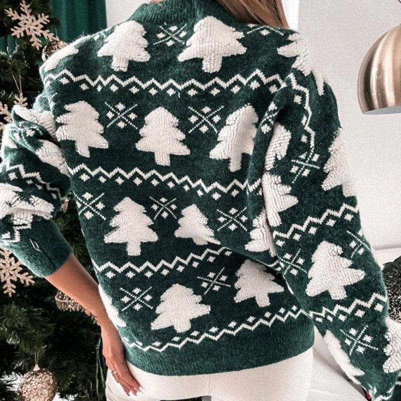 Weihnachtsbaum-Strickpullover für Frauen - Winter