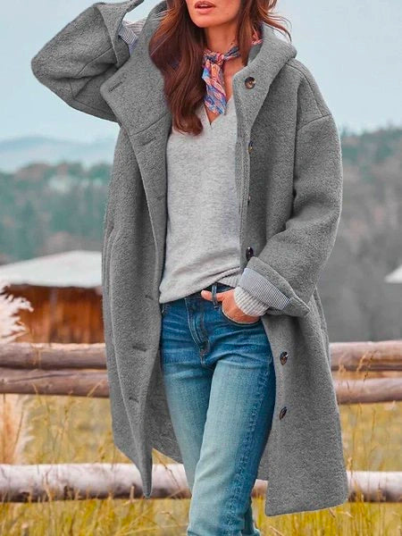 Schmeichelhafte Strickjacke für Frauen mit Knöpfen Midi-Jacke