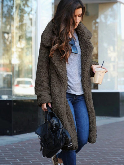 Sietske | Weicher Damen-Fleece-Teddy-Mantel, lang geschnitten
