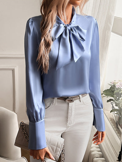 Bluse mit Knotenkragen | Polyester | Femininer Stil