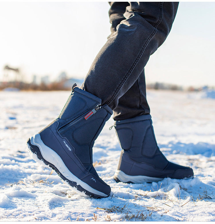 Damen-Winterstiefel mit seitlichem Reißverschluss – wasserdichte, rutschfeste, strapazierfähige Schneestiefel mit warmem Futter