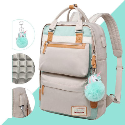 Stilvoller wasserdichter Rucksack für Frauen mit 15,6-Zoll-Laptop-Fach