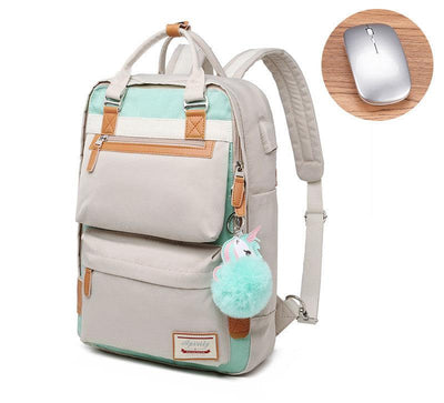 Stilvoller wasserdichter Rucksack für Frauen mit 15,6-Zoll-Laptop-Fach