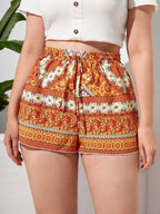 Sommer 2025 Boho Shorts mit floralem Muster in Plus Size