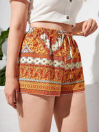 Sommer 2025 Boho Shorts mit floralem Muster in Plus Size