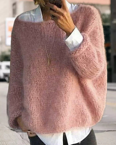 Klassischer Off-Shoulder-Strickpullover für Damen