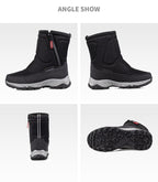 Damen-Winterstiefel mit seitlichem Reißverschluss – wasserdichte, rutschfeste, strapazierfähige Schneestiefel mit warmem Futter