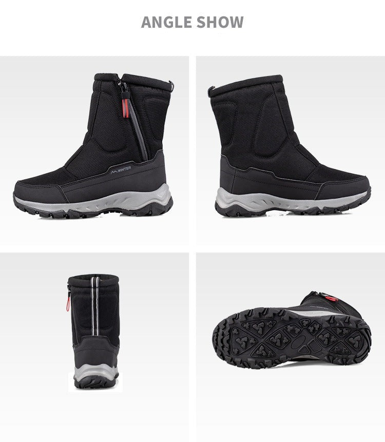 Damen-Winterstiefel mit seitlichem Reißverschluss – wasserdichte, rutschfeste, strapazierfähige Schneestiefel mit warmem Futter