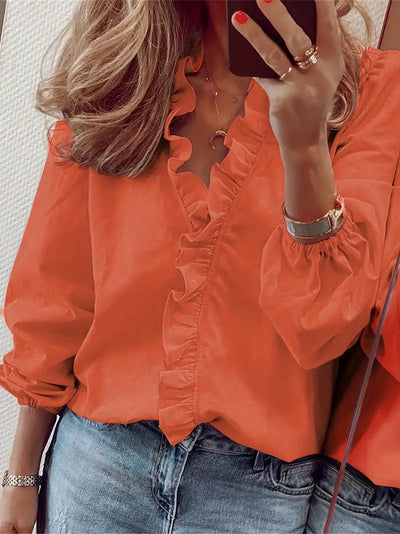Lauren - lässige Bluse mit langen Ärmeln und V-Ausschnitt