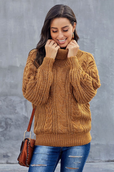 Patricia | Stilvoller Rollkragenpullover für Damen mit grobem Zopfmuster