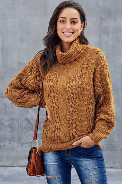 Patricia | Stilvoller Rollkragenpullover für Damen mit grobem Zopfmuster