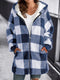 Fleecejacke mit karierter Kapuze und Reißverschluss in Übergröße