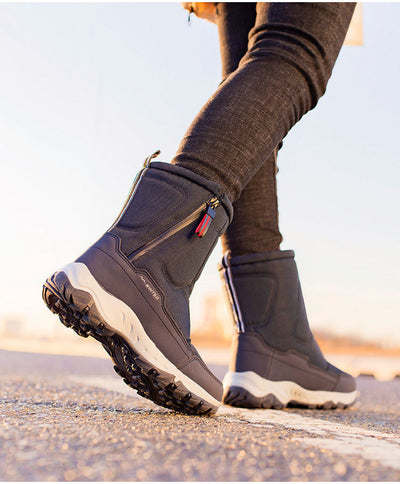 Damen-Winterstiefel mit seitlichem Reißverschluss – wasserdichte, rutschfeste, strapazierfähige Schneestiefel mit warmem Futter