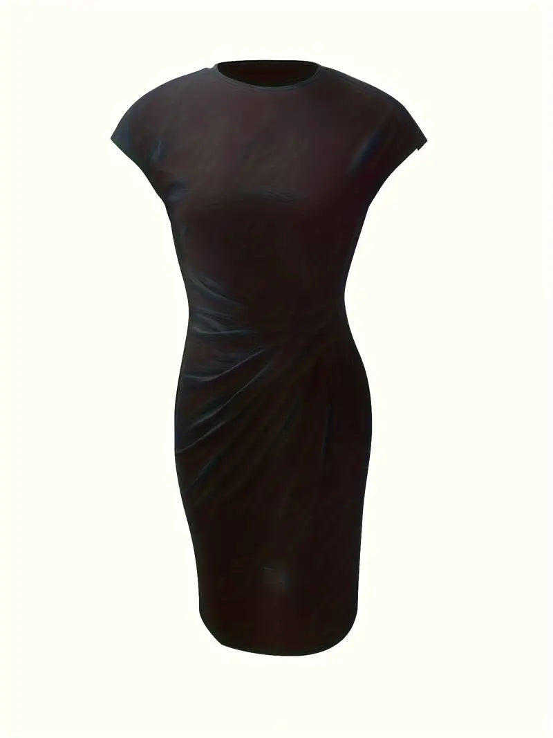 Elizabeth - Einfarbiges Kleid mit Rundhalsausschnitt