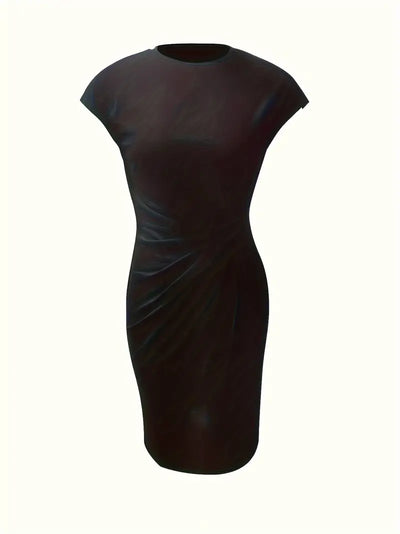 Elizabeth - Einfarbiges Kleid mit Rundhalsausschnitt