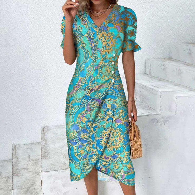 Sommerkleid für Frauen mit mehrfarbigem Muster