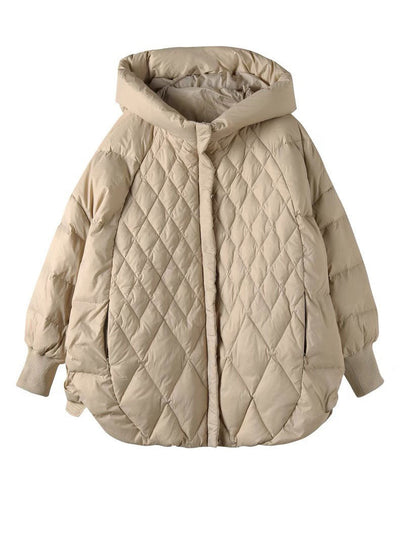 Damen-Daunenjacke mit Kapuze und Reißverschluss
