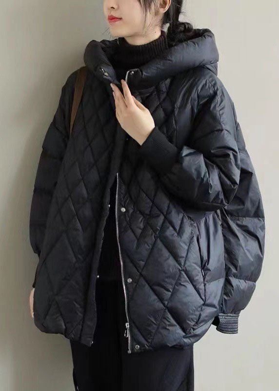 Damen-Daunenjacke mit Kapuze und Reißverschluss