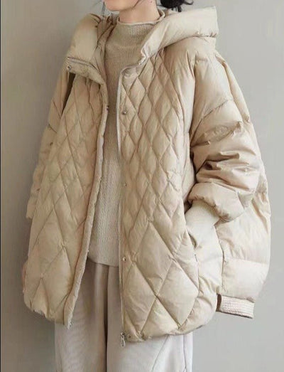 Damen-Daunenjacke mit Kapuze und Reißverschluss