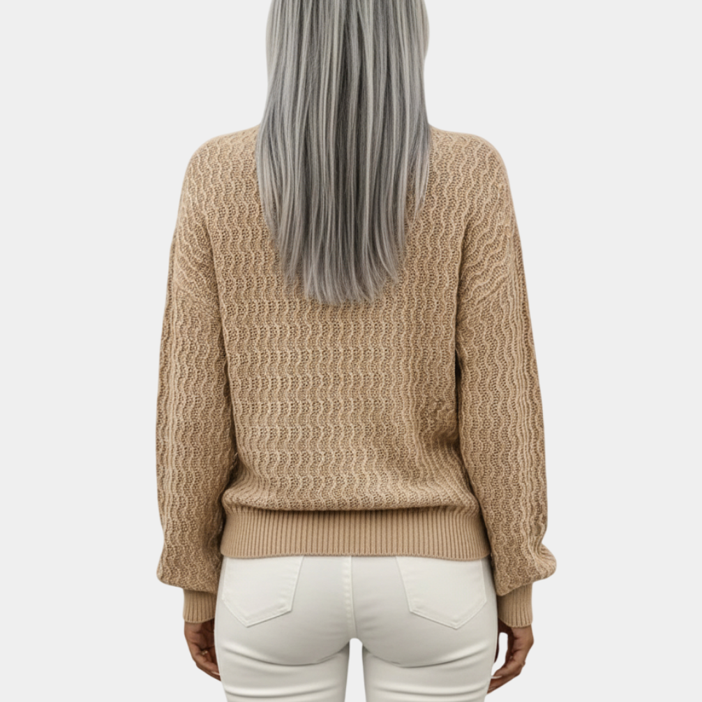 Damen Strickpullover mit Ballonärmeln – Herbst