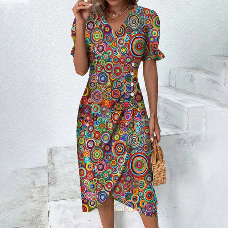 Sommerkleid für Frauen mit mehrfarbigem Muster