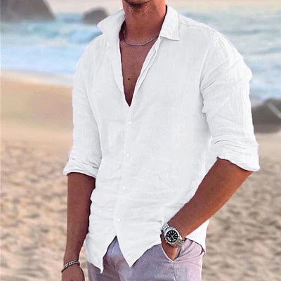 Herren natürliche Textur Langarmhemd – Frühling, Sommer