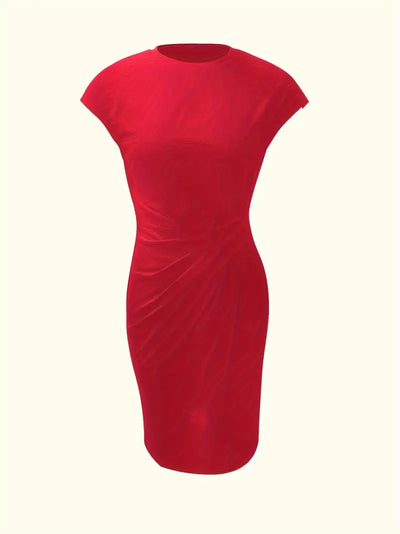 Elizabeth - Einfarbiges Kleid mit Rundhalsausschnitt
