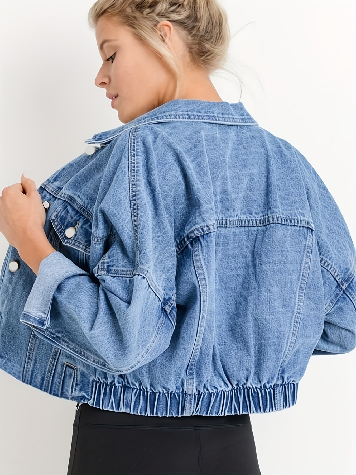 Blau Jeansjacke mit Reverskragen