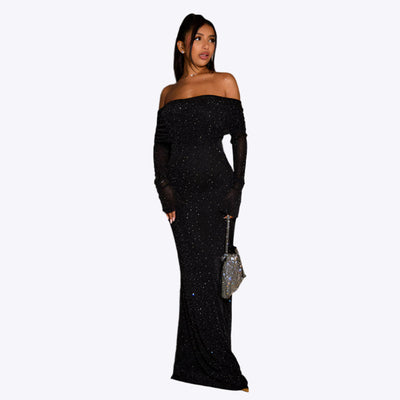 Liz - Paillettenbesetztes schulterfreies Kleid für Frauen