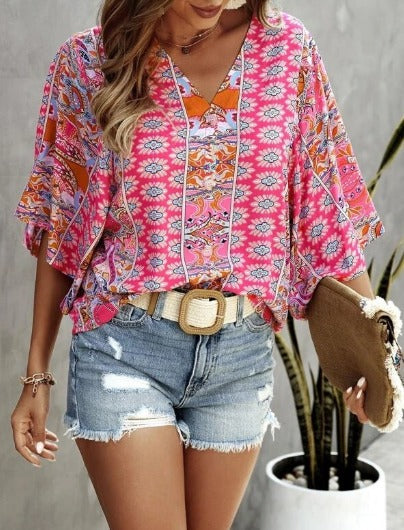 Boho Top Caitlin Damen mit Muster locker geschnitten modisch