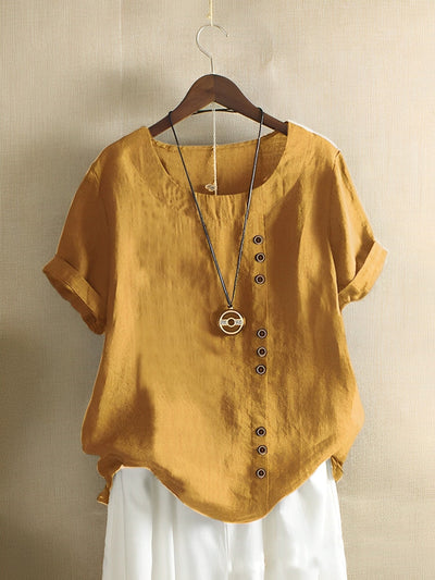 soft-touch-stoff Loose Kurzärmeliges natürliche Textur-Top