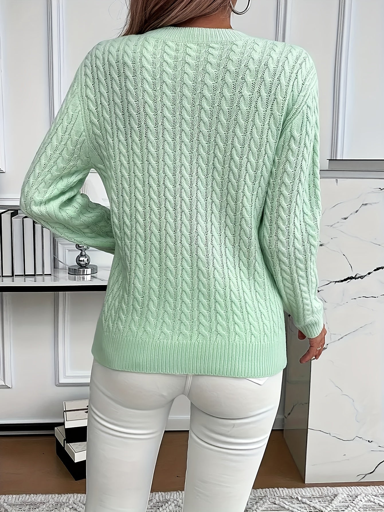 Strickpullover mit Zopfmuster für Damen – Weicher und stilvoller Pullover für Frühling und Herbst