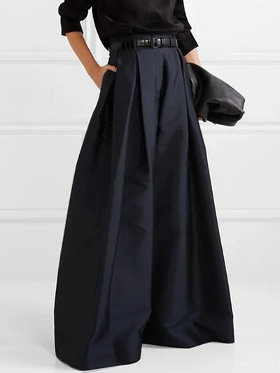 Eva - Elegante hochtaillierte plissierte Hose mit weitem Bein
