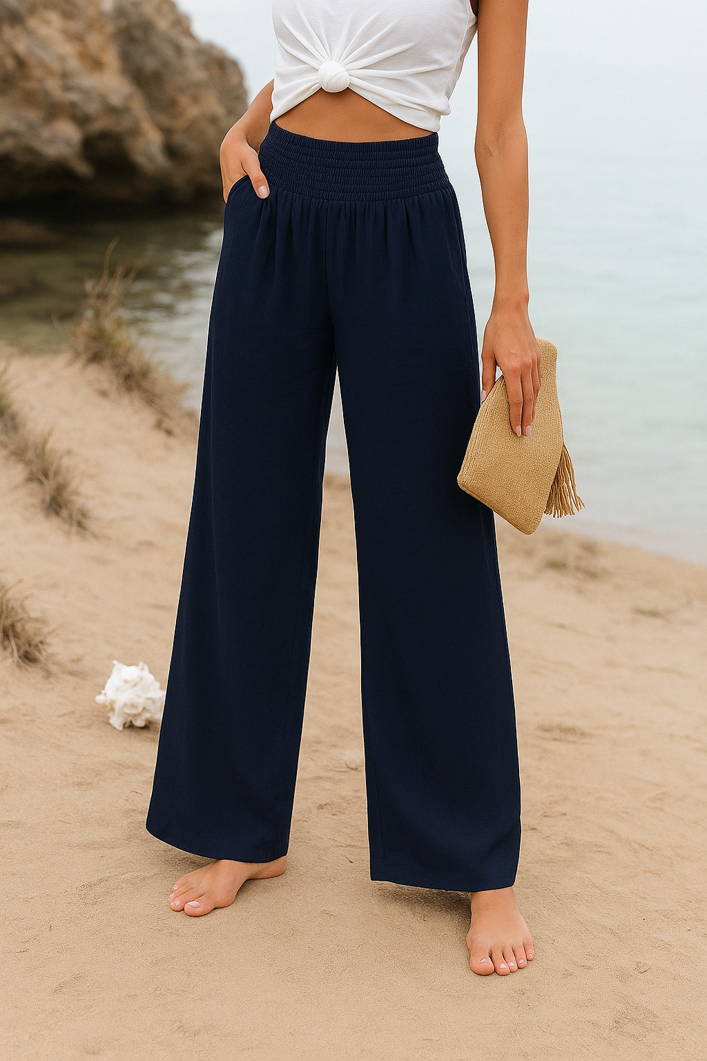 Sommerhose Damen weit luftig mit Gummibund für Komfort