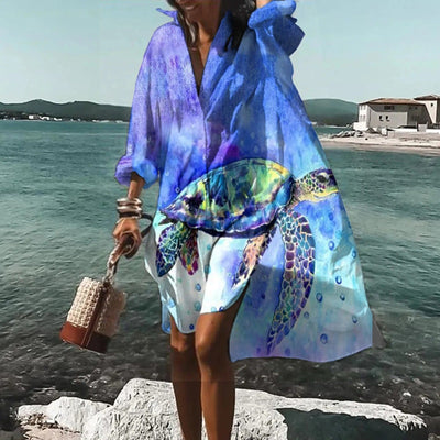 Florence - Lässiges Hemdkleid aus natürliche Textur