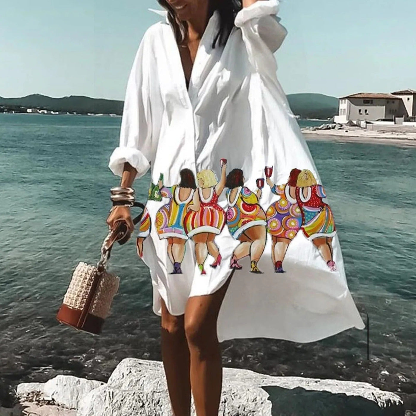 Florence - Lässiges Hemdkleid aus natürliche Textur