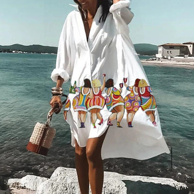 Florence - Lässiges Hemdkleid aus natürliche Textur