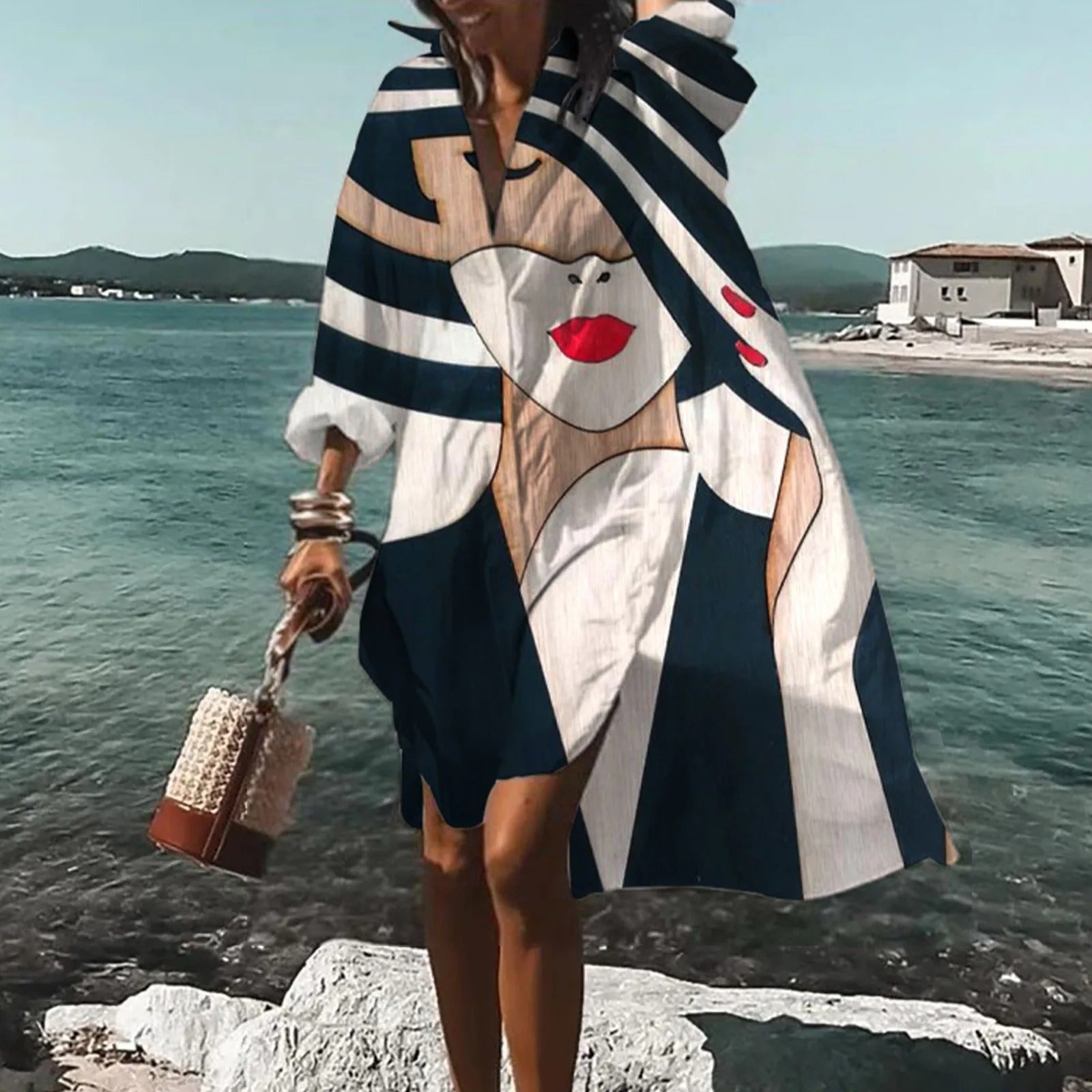 Florence - Lässiges Hemdkleid aus natürliche Textur