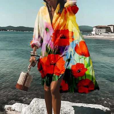 Florence - Lässiges Hemdkleid aus natürliche Textur