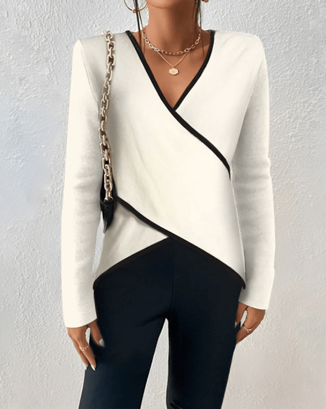 Stylischer V-Ausschnitt-Wickelpullover für Damen