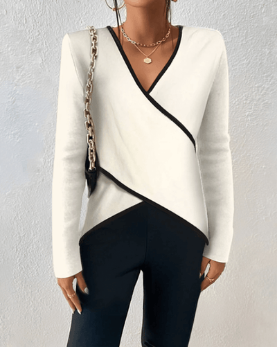 Stylischer V-Ausschnitt-Wickelpullover für Damen