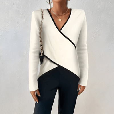Stylischer V-Ausschnitt-Wickelpullover für Damen